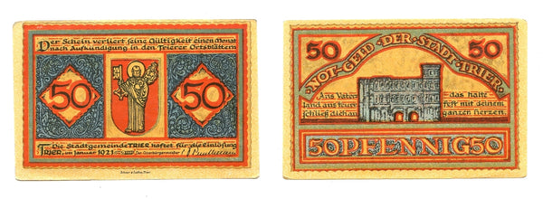 Nice notgeld paper money, 1921, Trier, Germany.