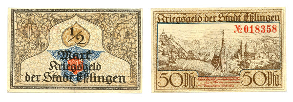 Nice notgeld paper money, 1917, Esslingen, Germany