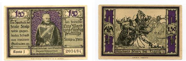 1,50 Mark, Notgeld note, 1922, Stolp-Slupsk , Germany