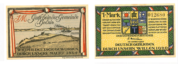 Nice notgeld paper money, 1920, Geworden, Germany