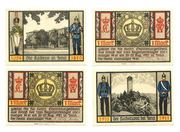 Set of 2 different notgeld paper money, 1921, City of Jena, Thuringia