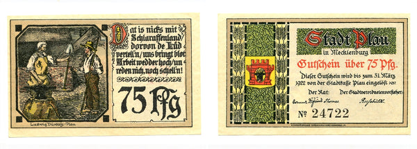 Nice notgeld paper money, 1921, Plau, Germany