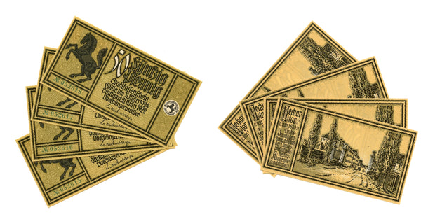 Lot of 4 notgeld bills w/consecutive numbers, 1922-1924, Stuttgart, Germany