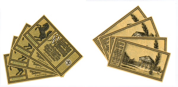 Lot of 4 notgeld bills w/consecutive numbers, 1922-1924, Stuttgart, Germany