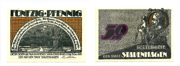 Nice notgeld paper money, 1921, Stavenhagen, Germany