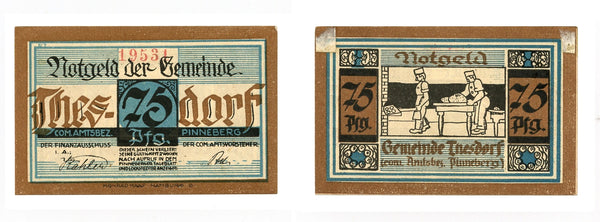 Nice notgeld paper money, 1918, Gemeinde Thesdorf, Germany