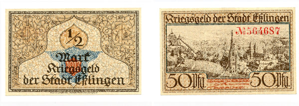 Nice notgeld paper money, 1921, Esslingen, Germany