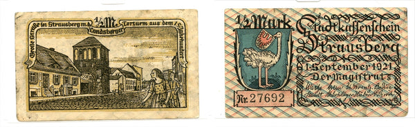 Nice notgeld paper money, 1921, Strausberg, Germany