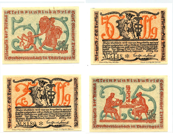 Set of 2 different notgeld paper money, 1922, Germany