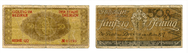 Nice notgeld paper money, 1917, Dresden, Germany