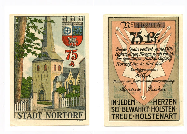 Nice notgeld paper money, 1920, Nortorf, Germany