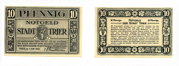 Nice notgeld paper money, 1920, Trier, Germany