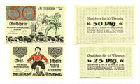 Set of 2 different notgeld paper money, 1920,  Gutschein, Germany