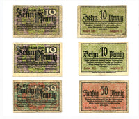 Set of 3 different notgeld paper money, 1920, Dresden, Germany