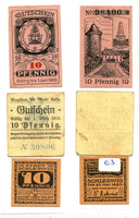 Set of 3 different notgeld paper money, 1919, 1920, 1923 Germany