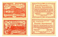 Set of 2 different notgeld paper money, 1920,  Ruprechtshofen, Austria