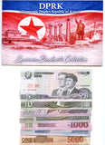 Set of 7 different uncirculated specimen notes w/folder, North Korea (DPRK), 2002-13
