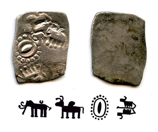 Very rare 6-mashakas, Andhra Janapada, c.500-350 BC, Ancient India (Rajgor series 2)