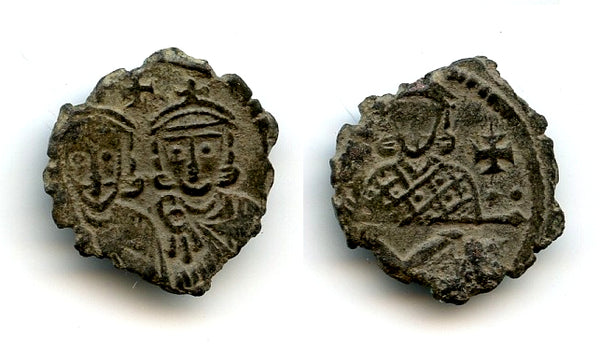 Rare 1/2 follis Constantine V Copronymus w/Leo III and IV, 741-775 CE, Byzantine Empire