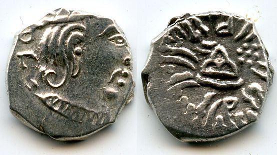 Silver drachm of Rudrasena III (348-78 CE), Satraps in Western India