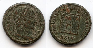 Camp-gate follis of Constantine the Great (307-337 AD), Siscia, Roman Empire