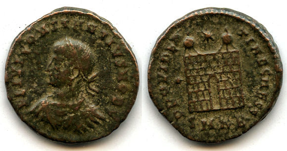 Camp-gate follis of Constantius II as Caesar (317-337 AD), Cyzicus, Roman Empire