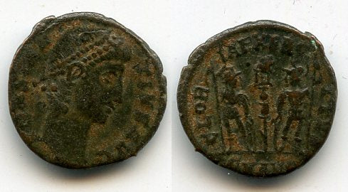 GLORIA EXERCITVS AE3 of Constantius II (337-361 CE), Antioch, Roman Empire
