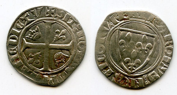Silver blanc guenar of Charles VI (1380-1422), Crémieu, France. 4th issue, minted 1411-1415.