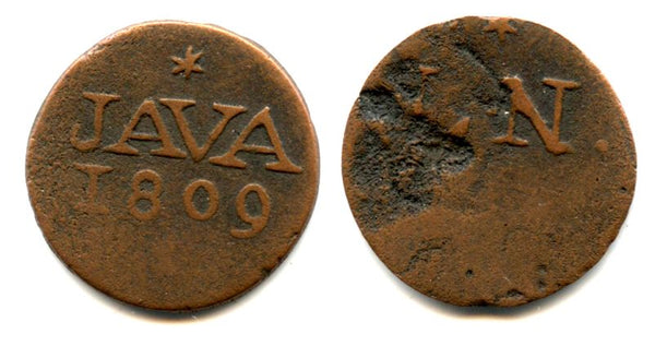 AE duit, Louis Napoleon Bonaparte (1806-1810), Java, 1809, Dutch East Indies (KM #223)