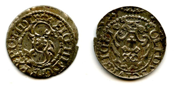 Silver shilling of Sigismund III (1587-1632), (16)19, Riga, Livonia, Polish-Lithuanian Commonwealth (KM#5)