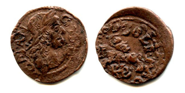 Copper solidus, 1666, Johann II Casimir (1648-68), Poland-Lithianian commonwealth
