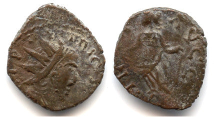 Ancient barbarous antoninianus of Tetricus, c.270-280 CE, Roman Gaul - crude Laetitia type