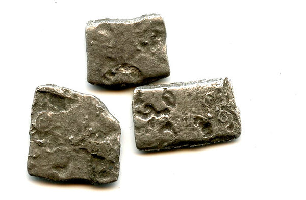 Lot of 3 silver drachms (karshapanas), 200s BC, Mauryan Empire, India