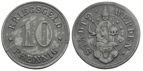 Notgeld (Emergency money) - Iron 10 pfennig, c.1918, Werden, Germany