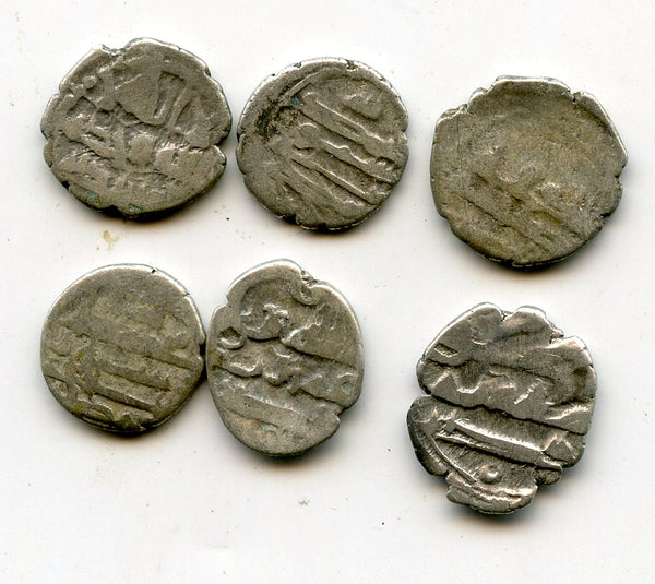 Lot of 6 silver dammas 9th-10th century, Habbarid Sindh, medieval India