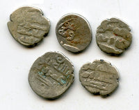 Lot of 5 silver dammas 9th-10th century, Habbarid Sindh, medieval India