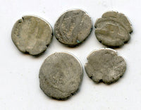 Lot of 5 silver dammas 9th-10th century, Habbarid Sindh, medieval India