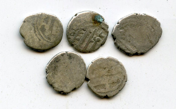 Lot of 5 silver dammas, 800s-900s CE, Habbarid Amirs of Sind