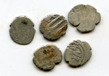 Lot of 5 various silver dammas, 854-900s CE, Habbarid Amirs of Sind
