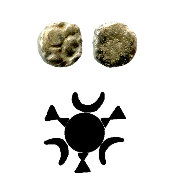 Rare tiny silver mashaka, c.300 BC, Mauryan Empire, India (Hardaker #B10)