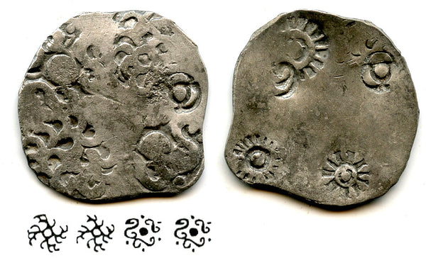 Rare silver vimshatika, Kashi Janapada under Kasala (c.525-475 BC), India (R-776)