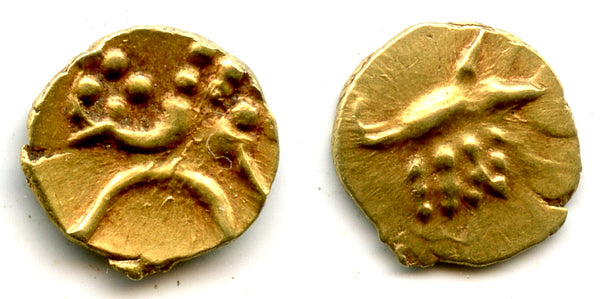 Gold fanam, Rajas of Coorg (Kodagu), 1700s, South India (Herrli #1.09)