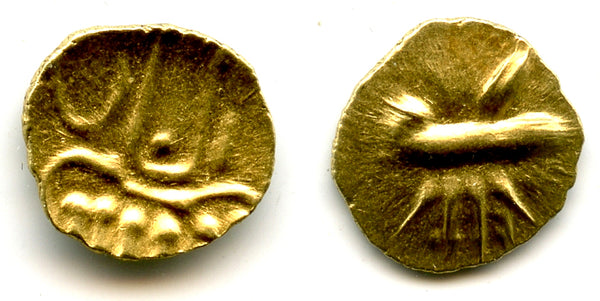 Unknown gold Vira Raya fanam w/crescent, Calicut?, 1500-1700s, India (H#1.23.60)