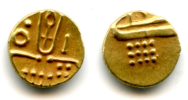 Rare gold fanam, Chitradurga, ca.1565-1779 AD, S.India (Herrli #1.05)