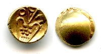 Gold Kali fanam, 1600-1700's, India - native issue copying British Madras fanams