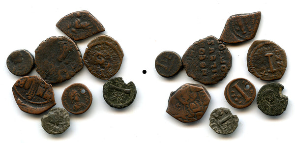 Lot of 8 various 6th-11th century coins, Byzantine Empire. Interesting group.
