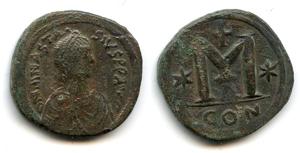 Huge follis of Anastasius (491-518 CE), Constantinople, Byzantine Empire
