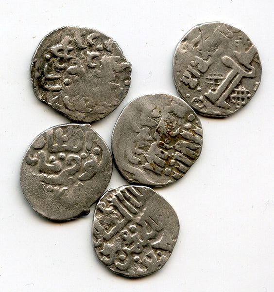 Lot of 5 silver dangs, various types/mints, 1300s, Jochid Mongols, Golden Horde