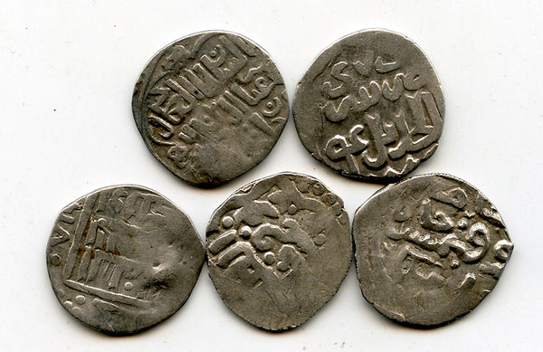 Lot of 5 silver dangs, various types/mints, 1300s, Jochid Mongols, Golden Horde