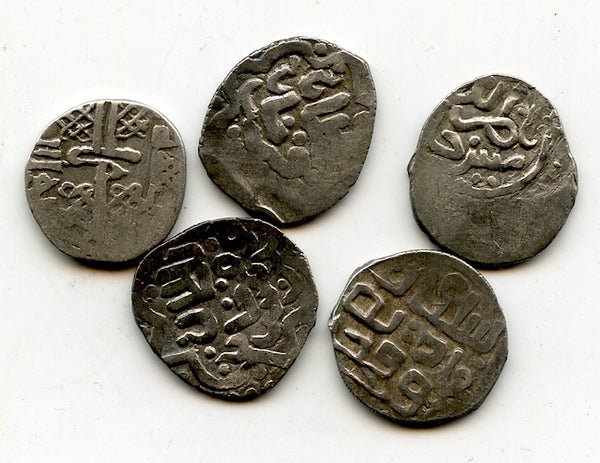 Lot of 5 silver dangs, various types/mints, 1300s, Jochid Mongols, Golden Horde